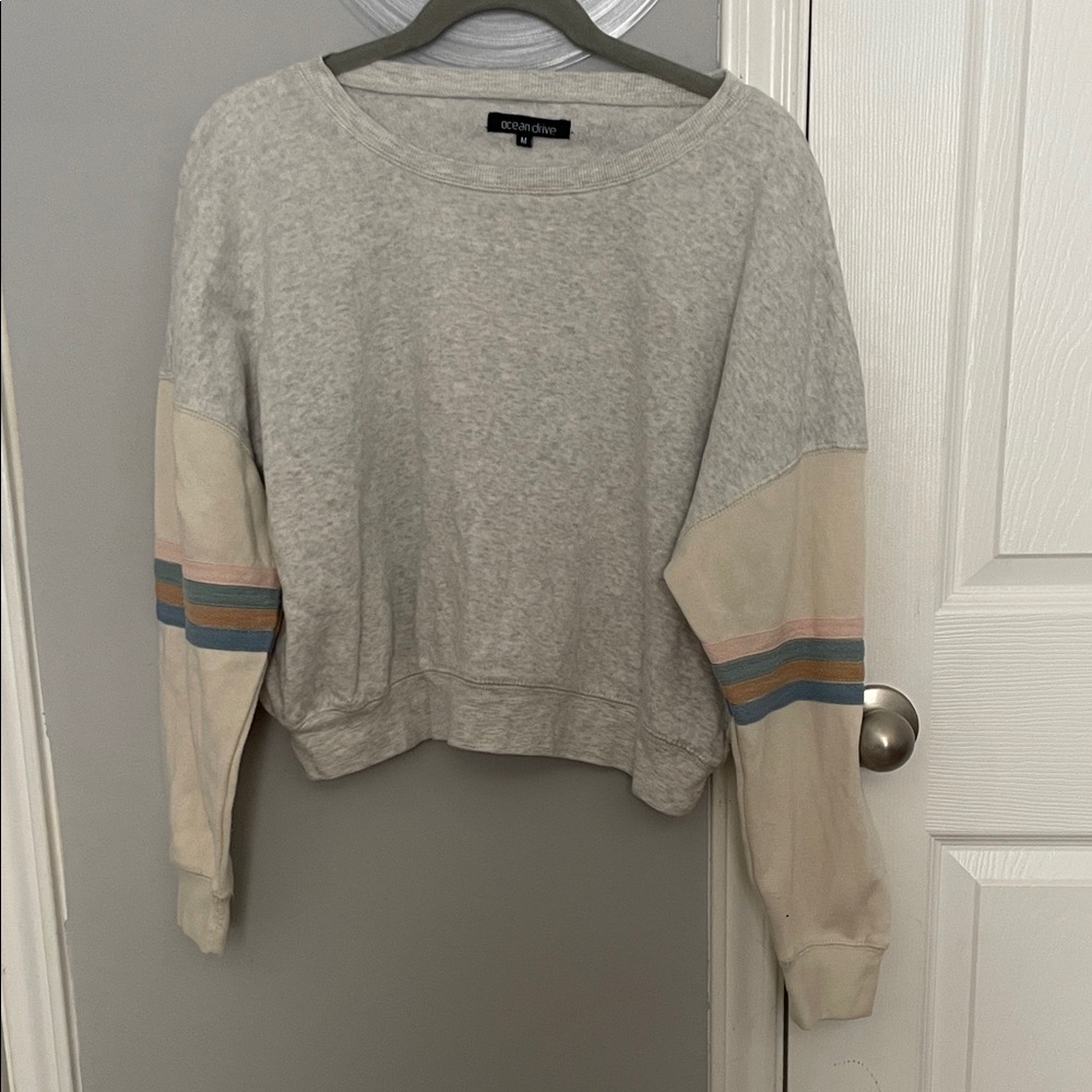 Ocean Drive White and Gray Sweatshirt